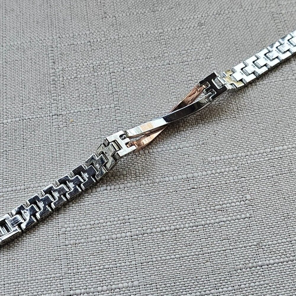 Women Bracelet Crystals Accent Face Rose Gold Silver Tone Fashion Jewelry - Picture 10 of 11